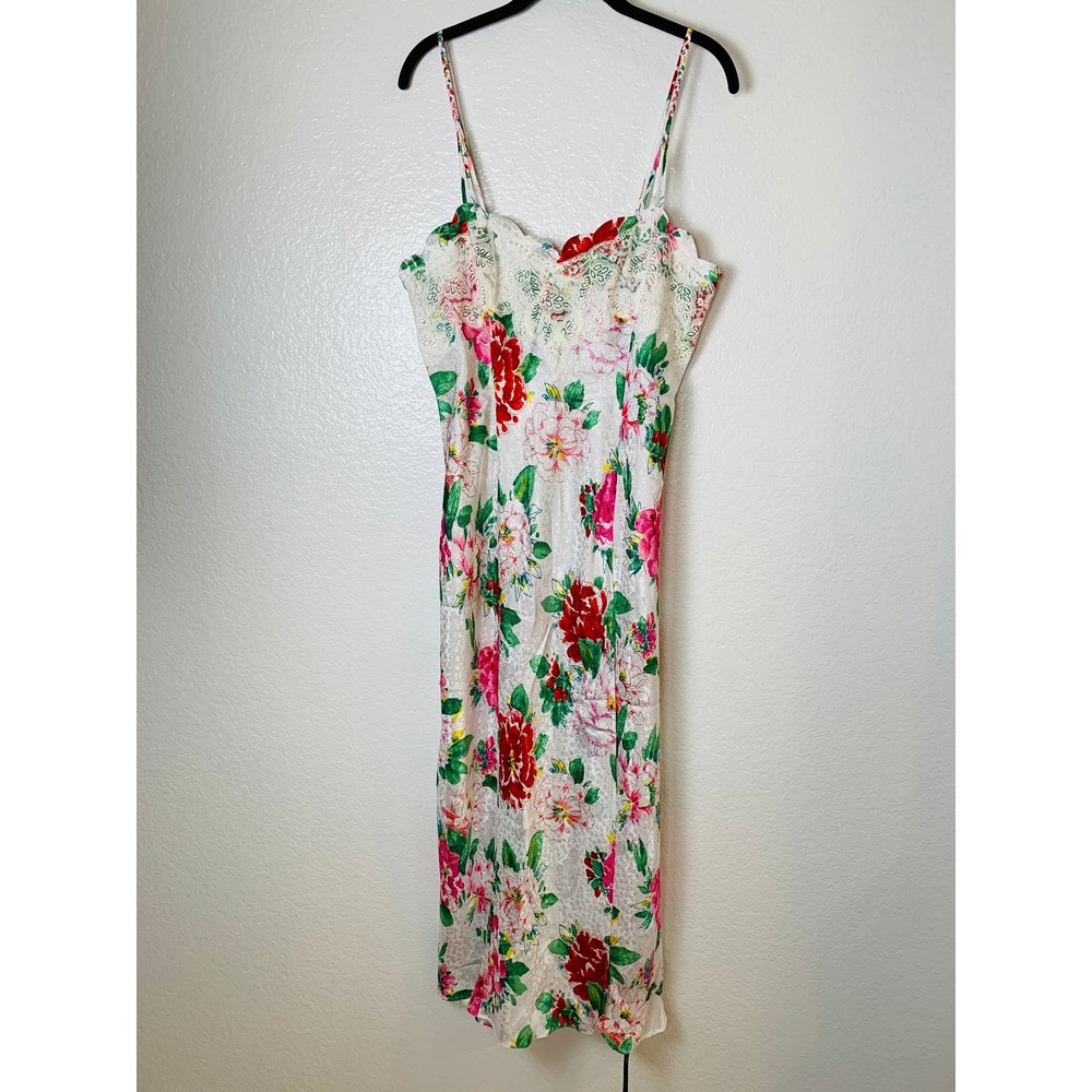 Victoria's Secret Nightgown Women M White Floral Lace Gold Label Vintage Slip